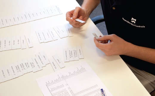 Naamplaatjes controleren, sorteren en labelen